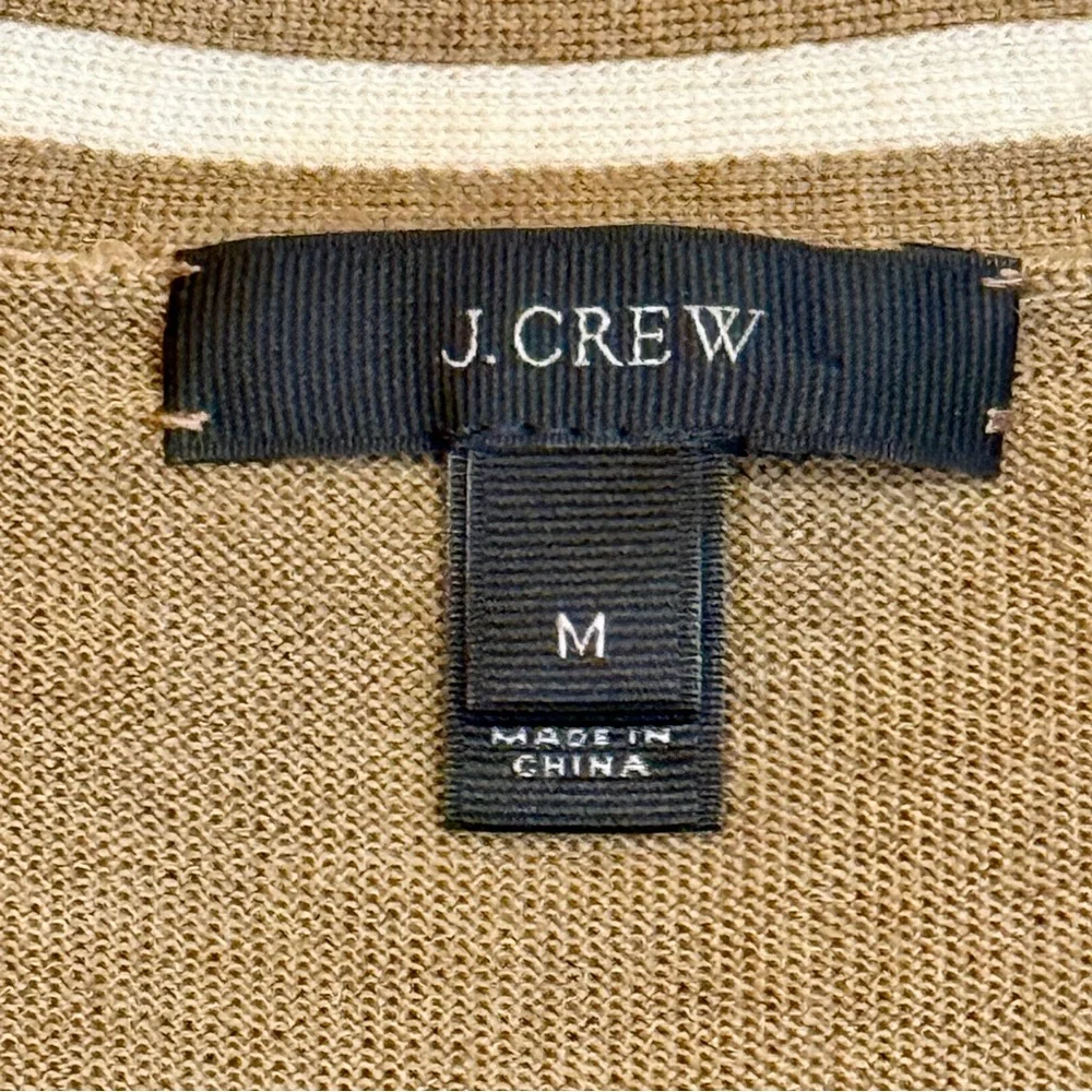 J Crew V Neck Cardigan Sweater with Floral Embellished Jewel Patch